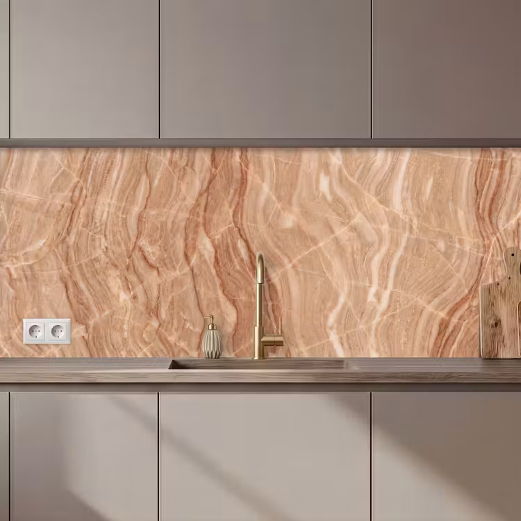 Keuken achterwand - Marmer - Ader - Natuur - Abstract - Beige — 1