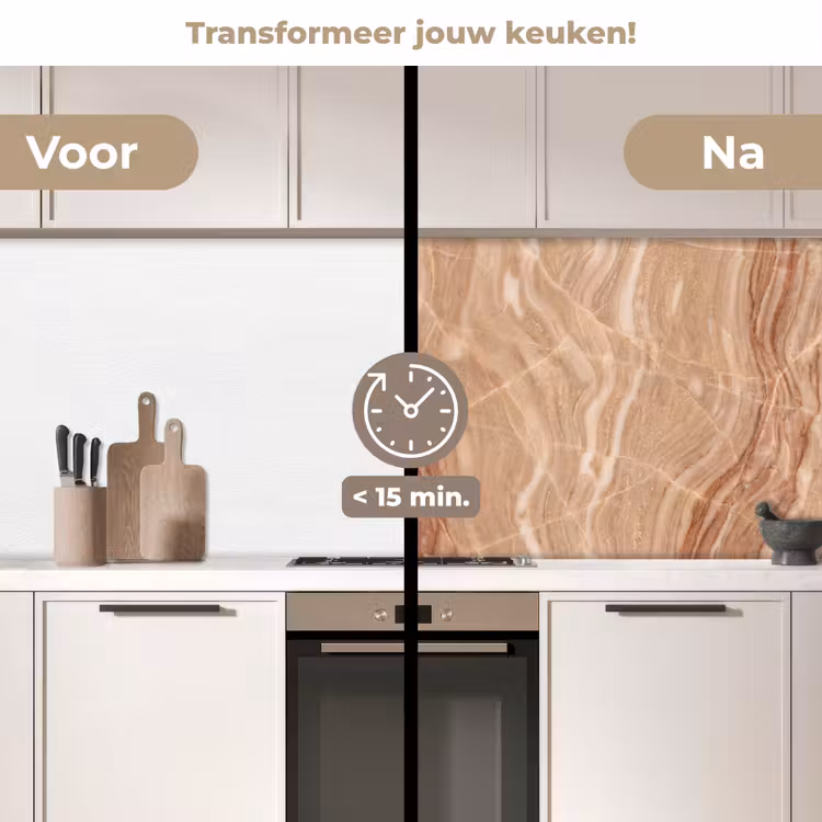 Keuken achterwand - Marmer - Ader - Natuur - Abstract - Beige — 3