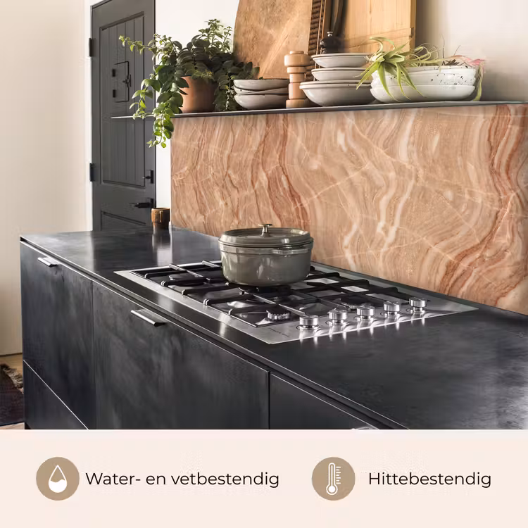 Keuken achterwand - Marmer - Ader - Natuur - Abstract - Beige — 5