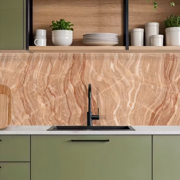 Keuken achterwand - Marmer - Ader - Natuur - Abstract - Beige — 8