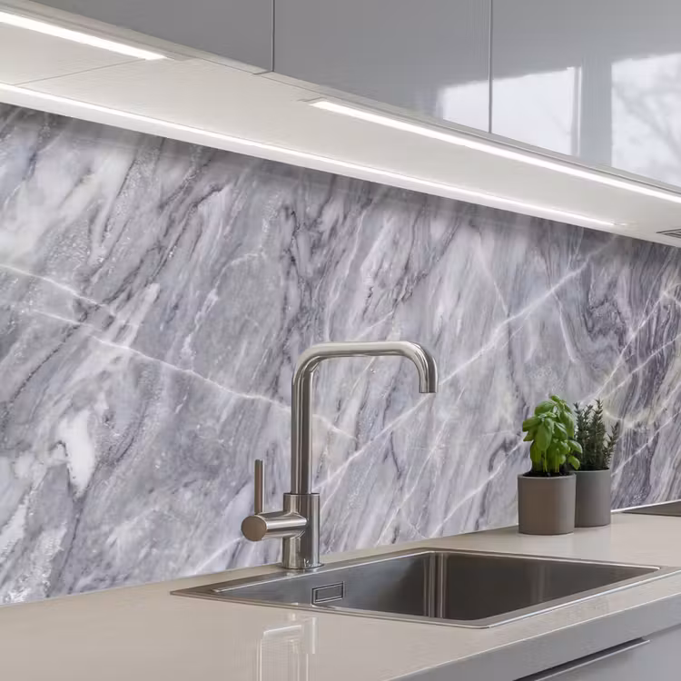 Keuken achterwand - Marmer - Ader - Patroon - Abstract - Grijs — 2