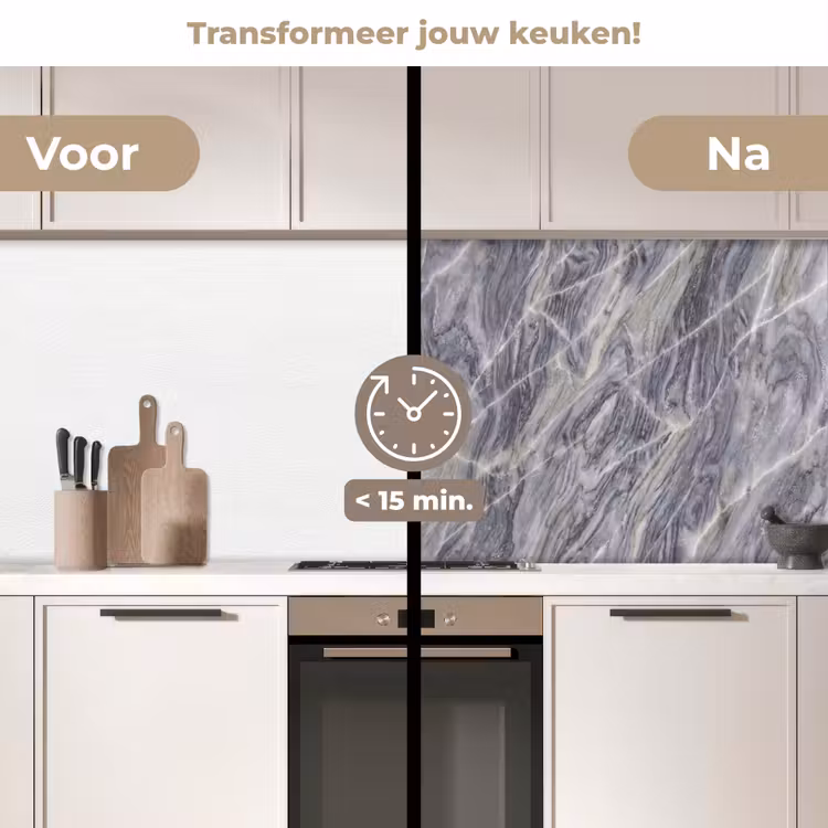 Keuken achterwand - Marmer - Ader - Patroon - Abstract - Grijs — 3