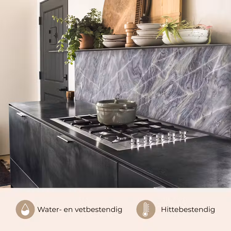 Keuken achterwand - Marmer - Ader - Patroon - Abstract - Grijs — 5