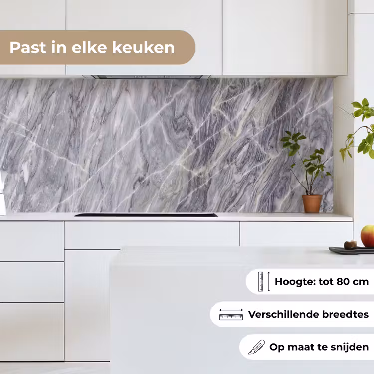 Keuken achterwand - Marmer - Ader - Patroon - Abstract - Grijs — 7