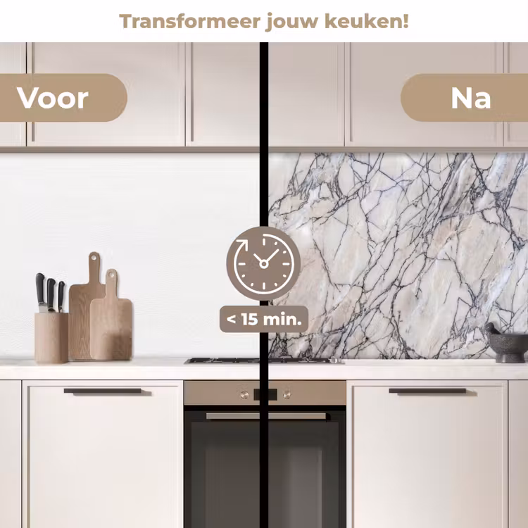 Keuken achterwand - Marmer - Aderen - Patroon - Wit - Grijs — 3