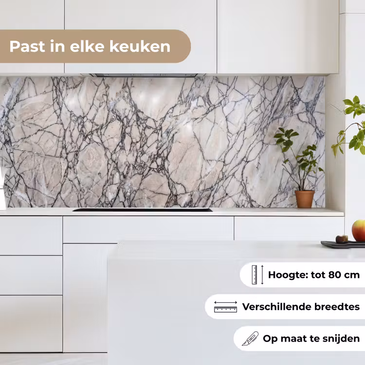 Keuken achterwand - Marmer - Aderen - Patroon - Wit - Grijs — 7