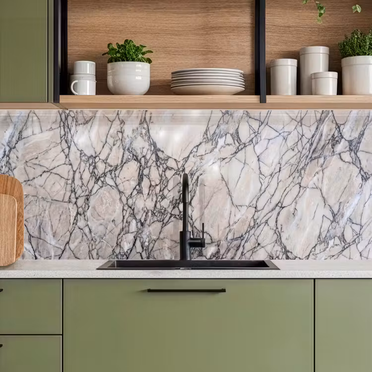 Keuken achterwand - Marmer - Aderen - Patroon - Wit - Grijs — 8