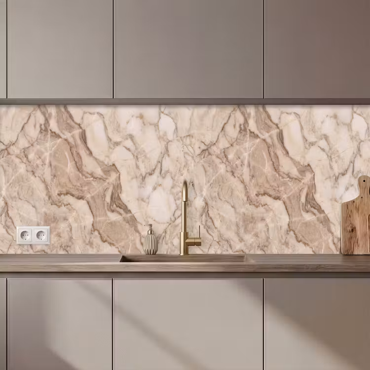 Keuken achterwand - Marmer - Aderen - Textuur - Beige - Modern — 1