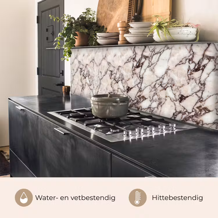 Keuken achterwand - Marmer - Textuur - Abstract - Wit - Bruin — 5