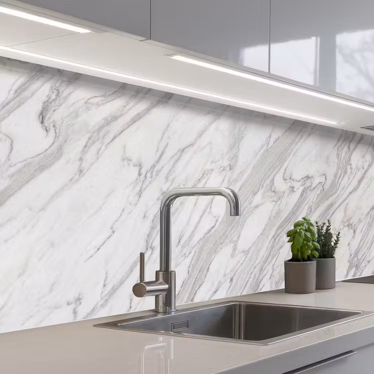 Keuken achterwand - Marmer - Wit - Grijs - Structuur - Modern — 2