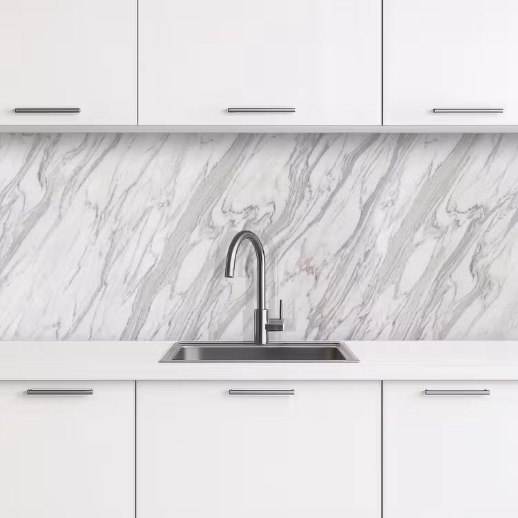 Keuken achterwand - Marmer - Wit - Grijs - Structuur - Modern — 4