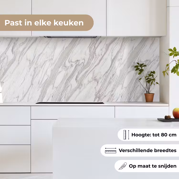 Keuken achterwand - Marmer - Wit - Grijs - Structuur - Modern — 7