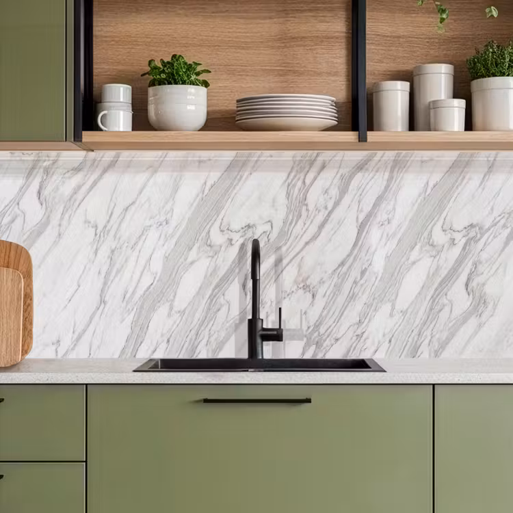 Keuken achterwand - Marmer - Wit - Grijs - Structuur - Modern — 8
