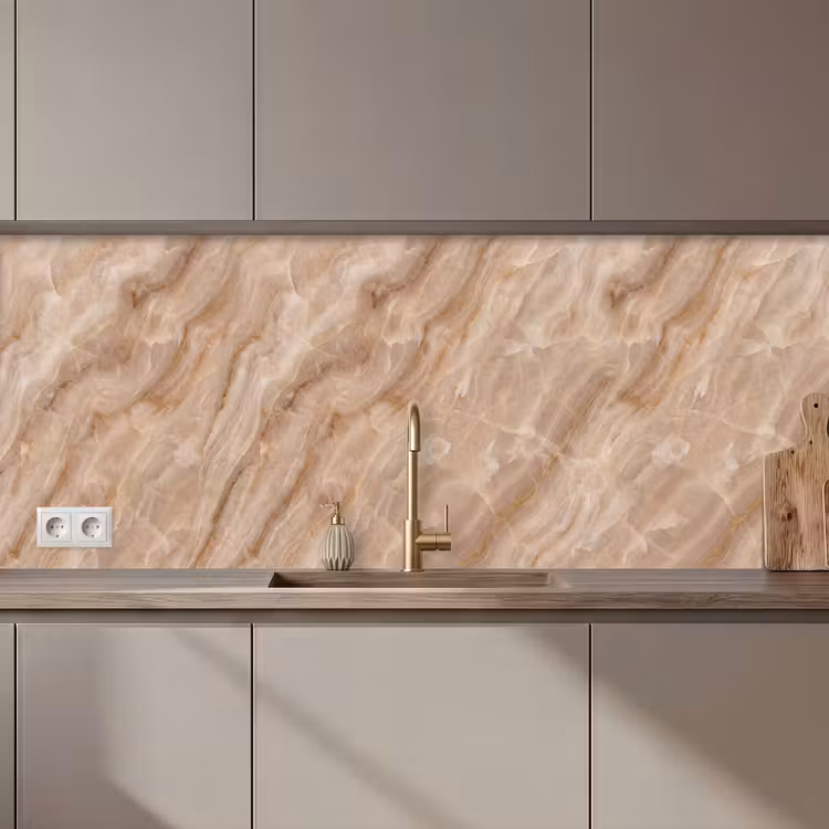 Keuken achterwand - Steen - Ader - Natuur - Modern - Beige — 1