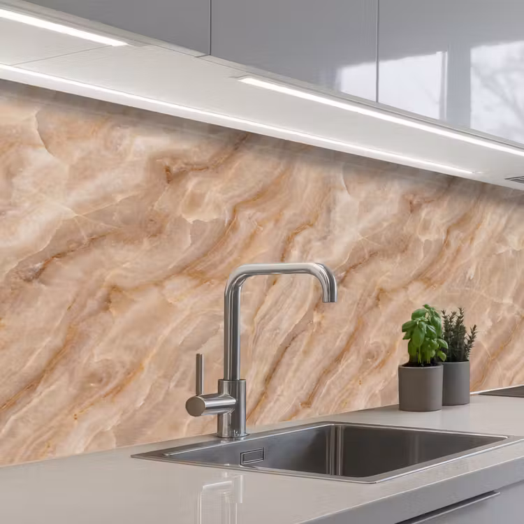 Keuken achterwand - Steen - Ader - Natuur - Modern - Beige — 2