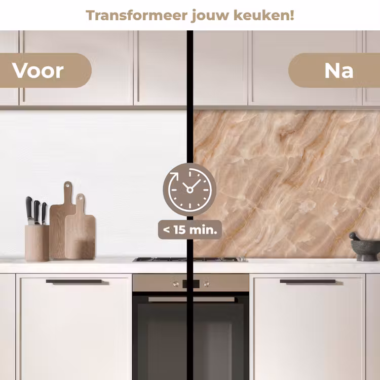 Keuken achterwand - Steen - Ader - Natuur - Modern - Beige — 3