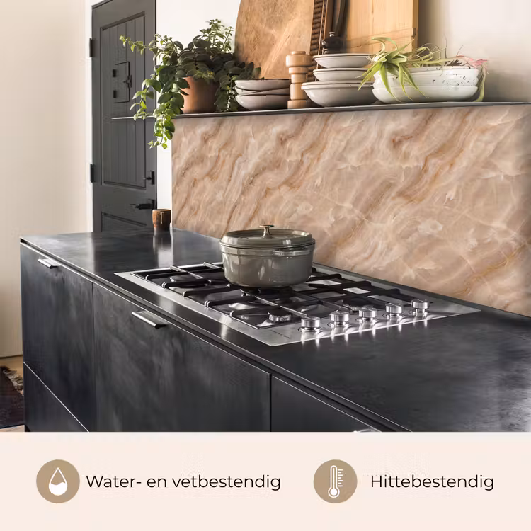Keuken achterwand - Steen - Ader - Natuur - Modern - Beige — 5