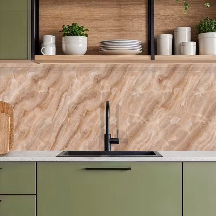 Keuken achterwand - Steen - Ader - Natuur - Modern - Beige — 8