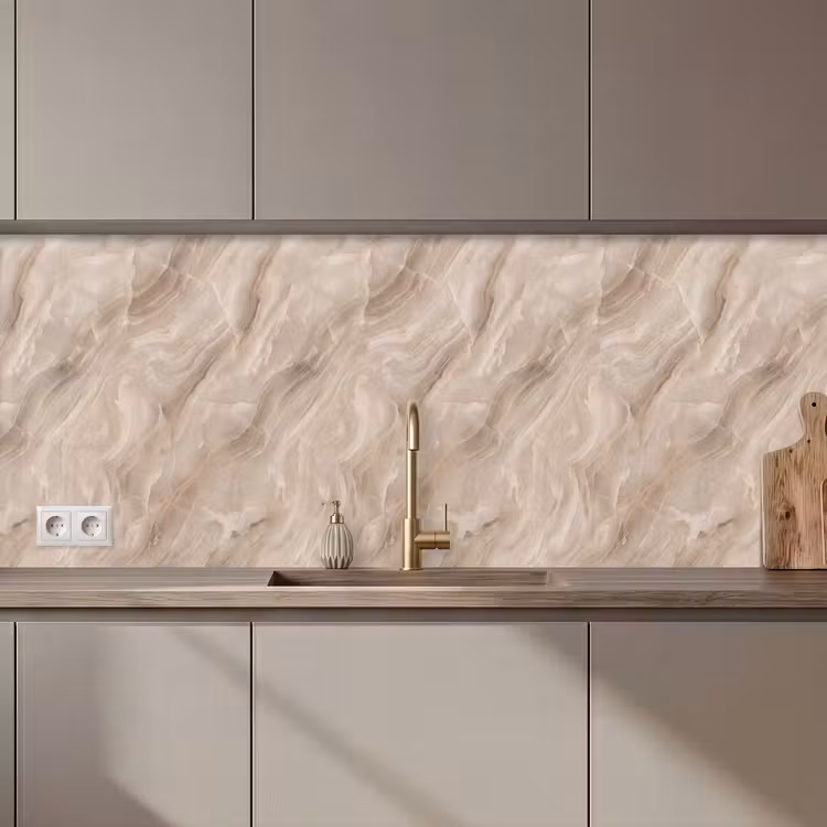 Keuken achterwand - Steen - Golvend - Abstract - Beige — 1