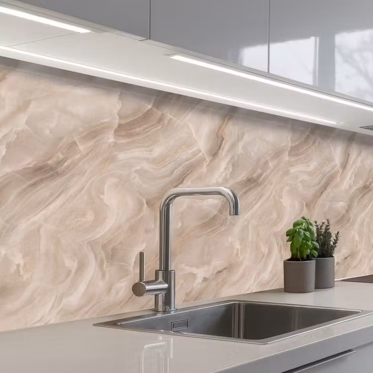 Keuken achterwand - Steen - Golvend - Abstract - Beige — 2
