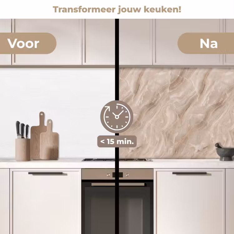 Keuken achterwand - Steen - Golvend - Abstract - Beige — 3