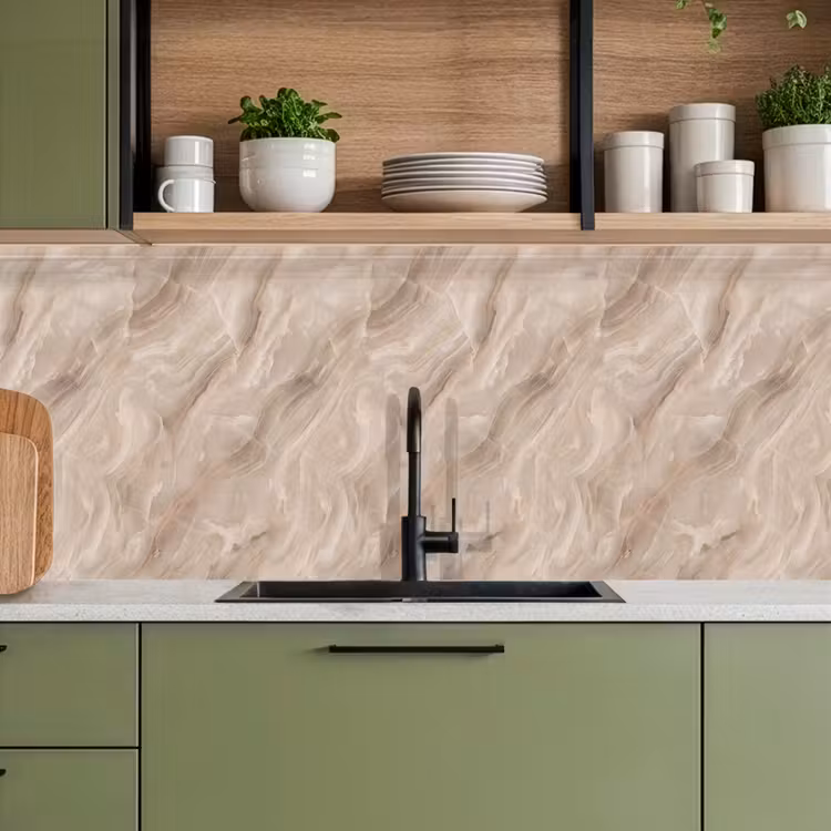Keuken achterwand - Steen - Golvend - Abstract - Beige — 8