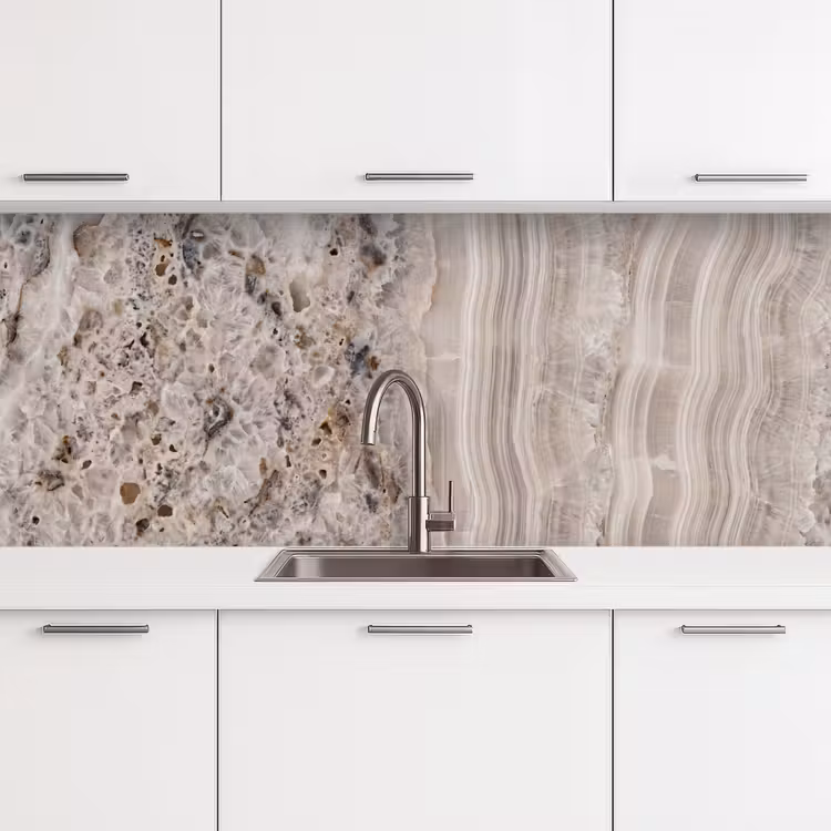Keuken achterwand - Steen - Textuur - Abstract - Beige - Wit — 4