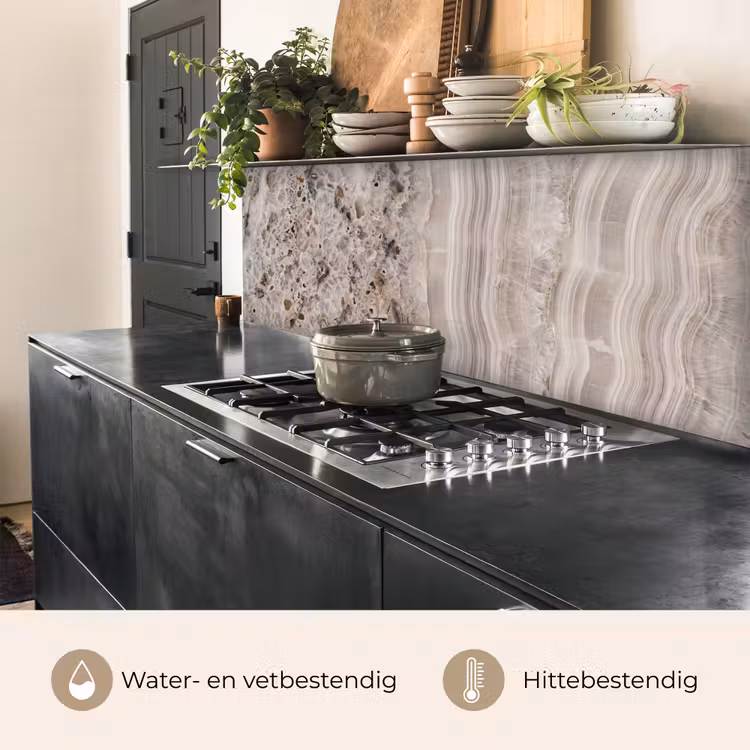 Keuken achterwand - Steen - Textuur - Abstract - Beige - Wit — 5