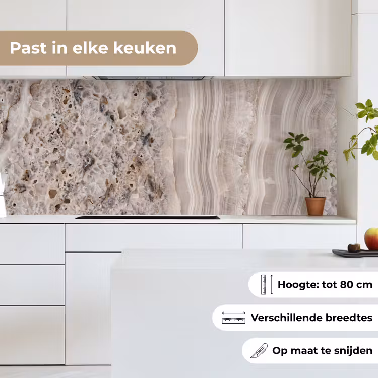Keuken achterwand - Steen - Textuur - Abstract - Beige - Wit — 7