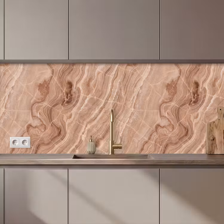 Keuken achterwand - Textuur - Golvend - Abstract - Warm - Bruin — 1