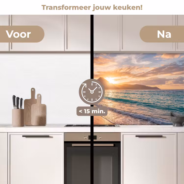 Keuken achterwand - Zee - Berg - Landschap - Tropisch - Goud — 3
