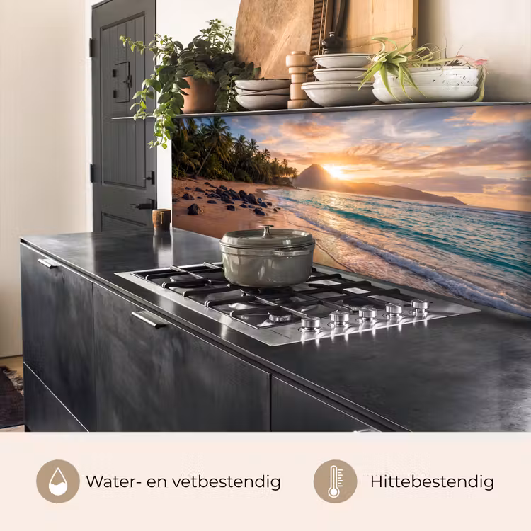 Keuken achterwand - Zee - Berg - Landschap - Tropisch - Goud — 5
