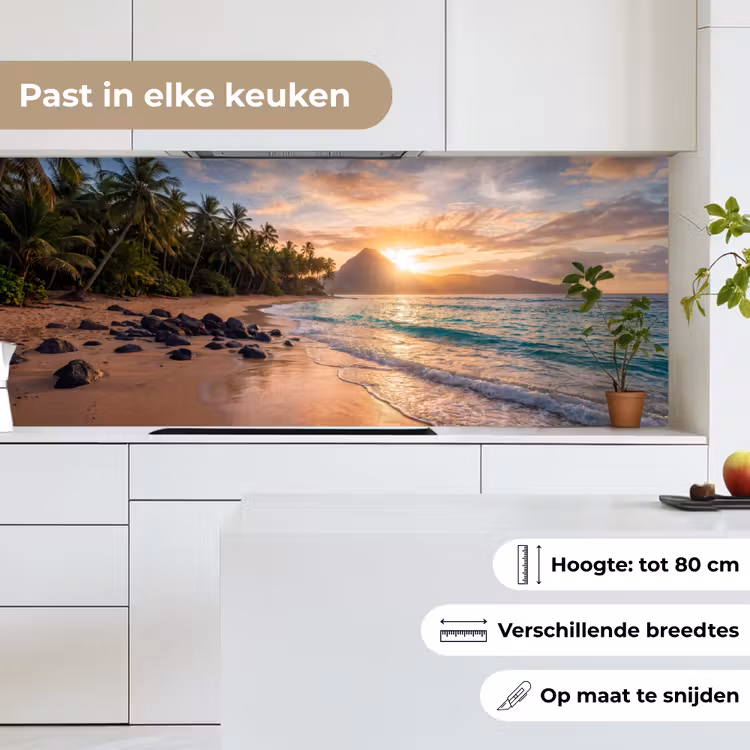 Keuken achterwand - Zee - Berg - Landschap - Tropisch - Goud — 7