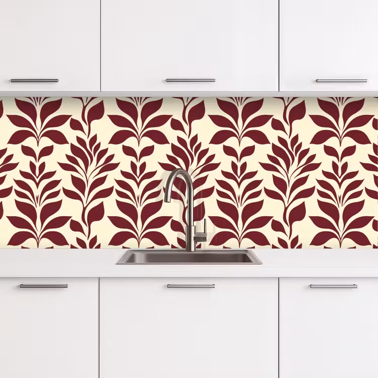 Keuken achterwand - Abstract - Bladeren - Burgundy — 4