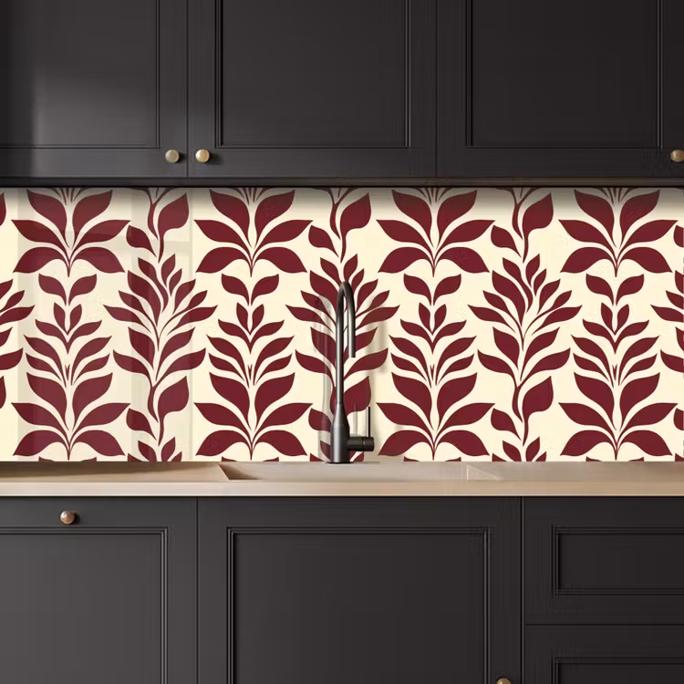 Keuken achterwand - Abstract - Bladeren - Burgundy — 6