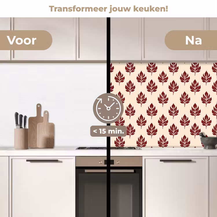 Keuken achterwand - Botanisch - Patroon - Bordeaux — 3