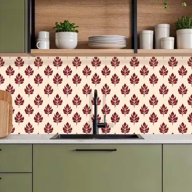 Keuken achterwand - Botanisch - Patroon - Bordeaux — 8