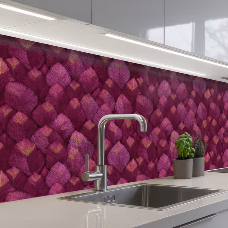 Keuken achterwand - Bladeren - Patroon - Burgundy — 2