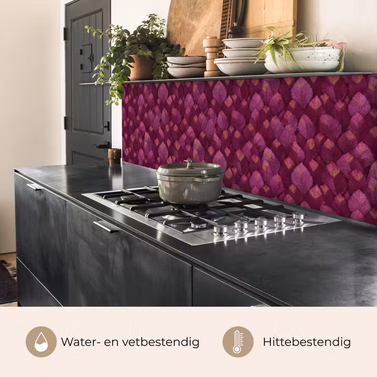 Keuken achterwand - Bladeren - Patroon - Burgundy — 5
