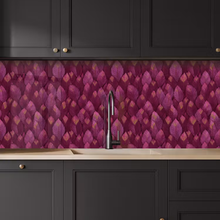Keuken achterwand - Bladeren - Patroon - Burgundy — 6