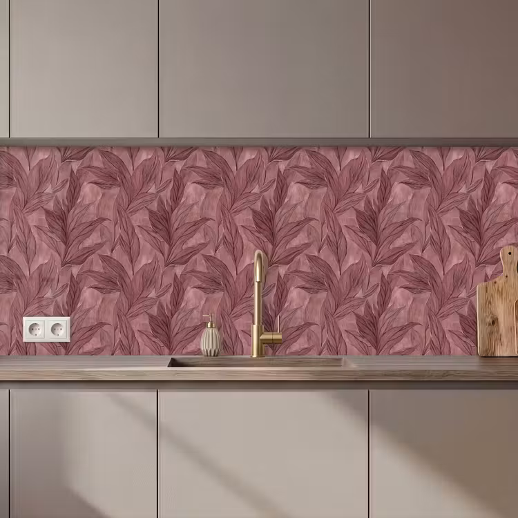 Keuken achterwand - Bladeren - Patroon - Paars — 1