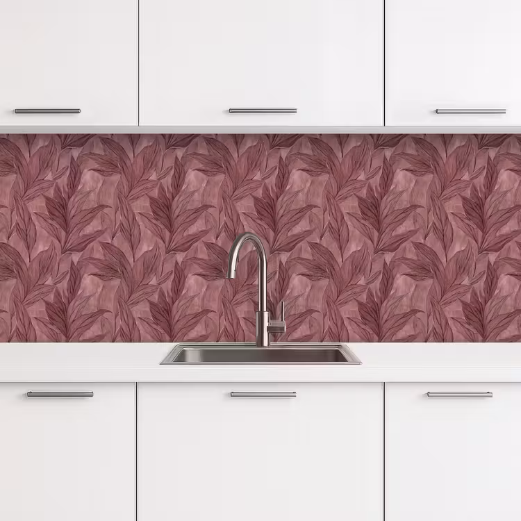 Keuken achterwand - Bladeren - Patroon - Paars — 4