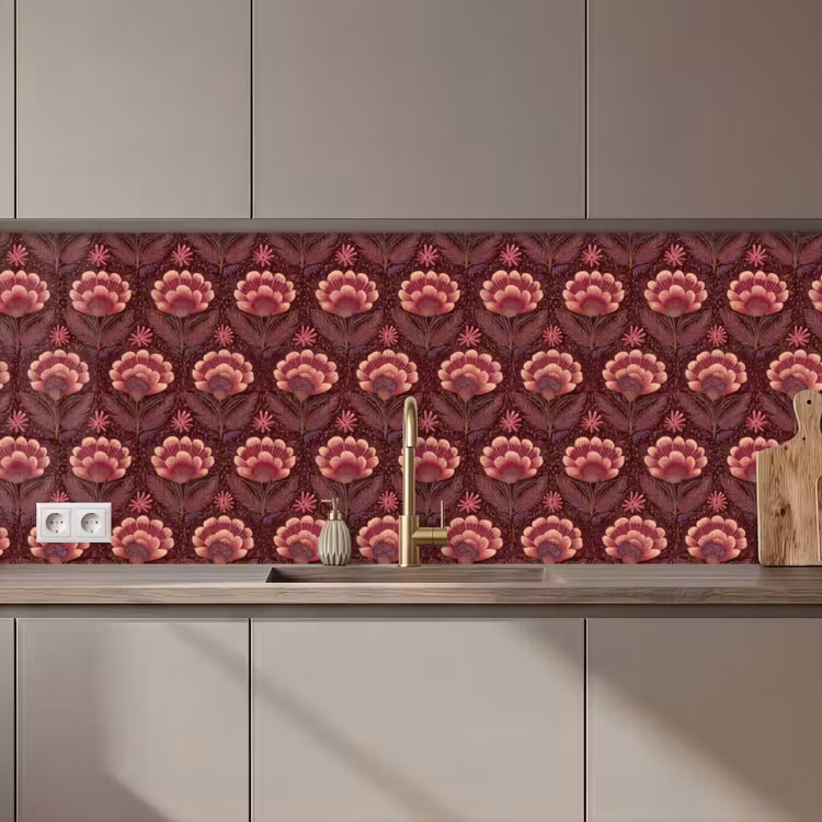 Keuken achterwand - Bloemen - Waaier - Paars — 1