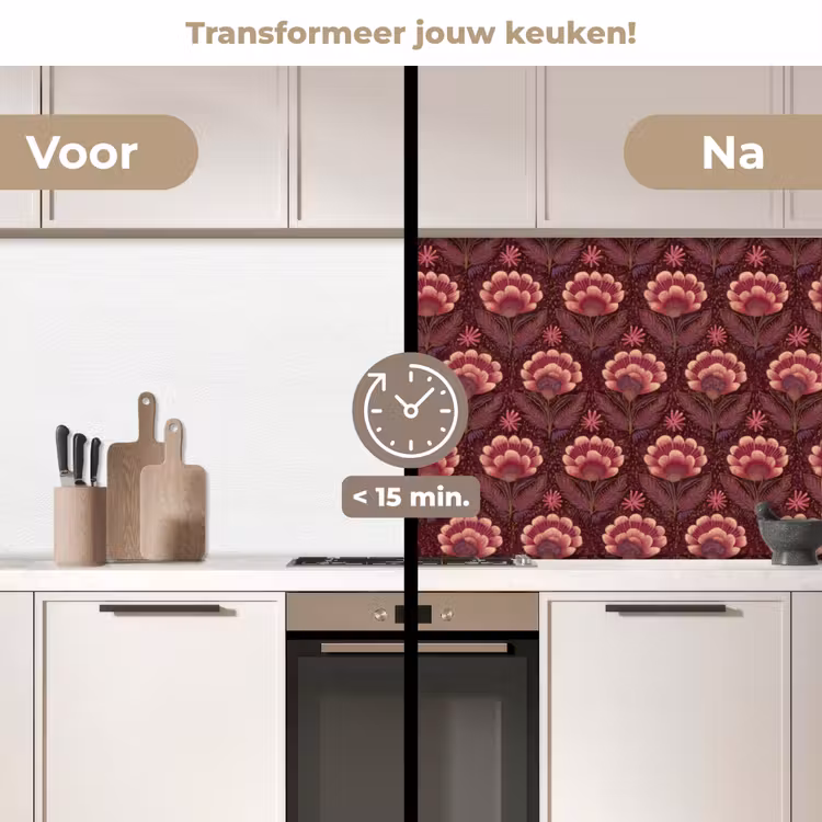 Keuken achterwand - Bloemen - Waaier - Paars — 3