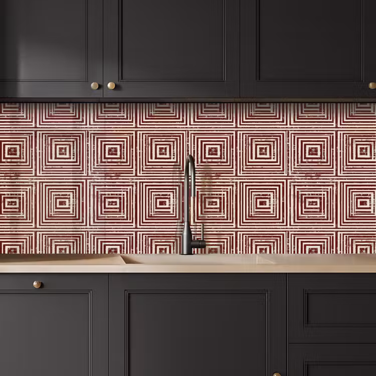 Keuken achterwand - Geometrisch - Patroon - Rood — 6