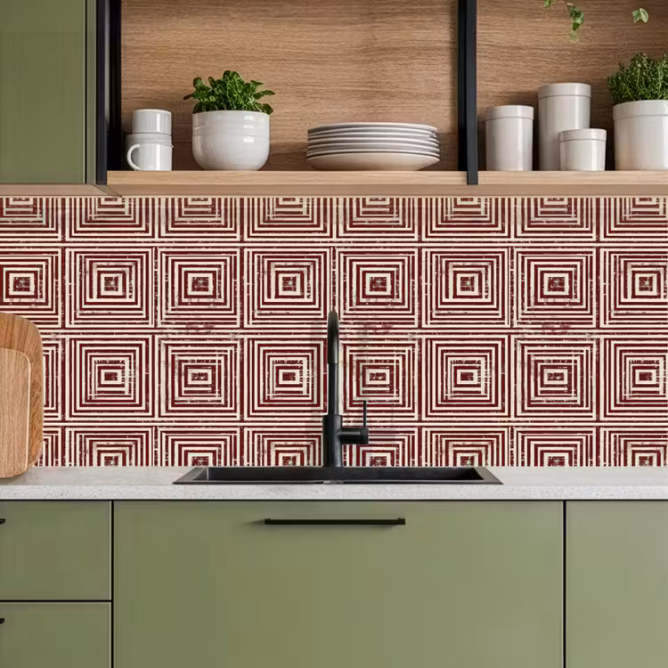 Keuken achterwand - Geometrisch - Patroon - Rood — 8