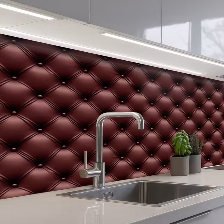 Keuken achterwand - Leer - Patroon - Bordeaux — 2