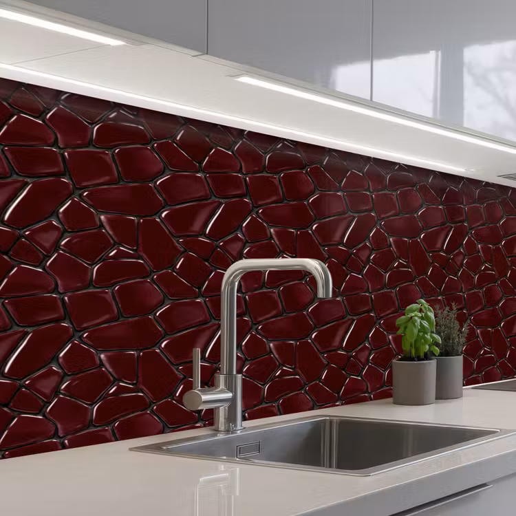 Keuken achterwand - Mozaïek - Tegel - Bordeauxrood — 2