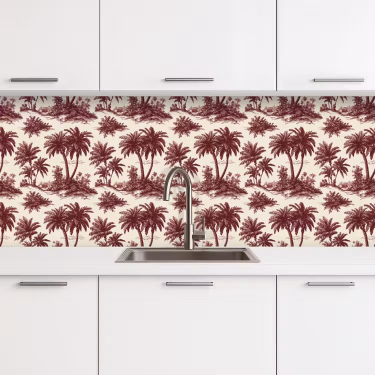 Keuken achterwand - Tropisch - Geometrisch - Bordeauxrood — 4