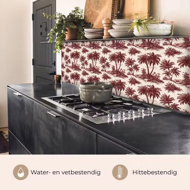 Keuken achterwand - Tropisch - Geometrisch - Bordeauxrood — 5